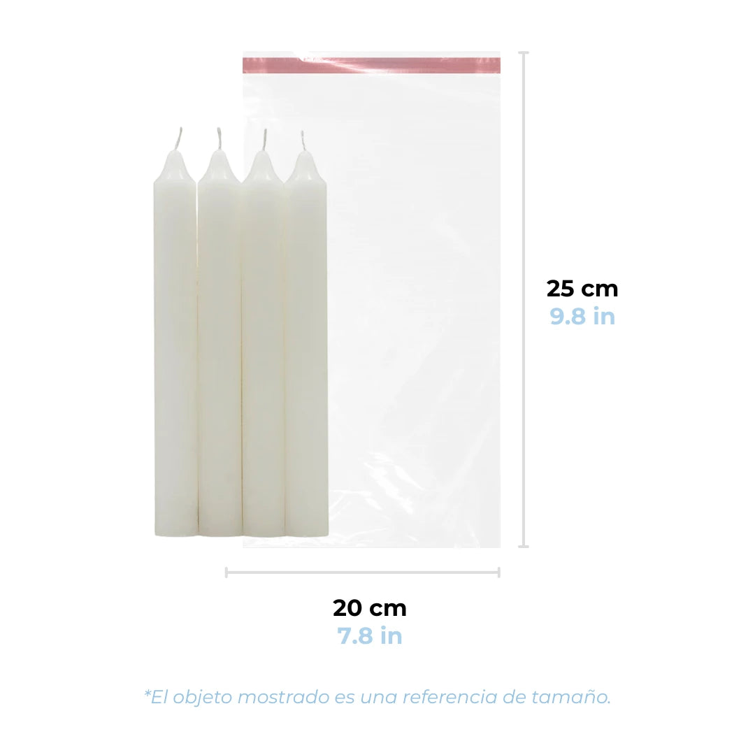 20 x 25 cm - Bolsas de Celofán con Adhesivo | Paquete de 1000 | Transparente