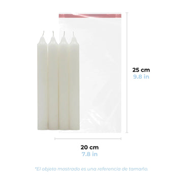 20 x 25 cm - Bolsas de Celofán con Adhesivo | Paquete de 1000 | Transparente