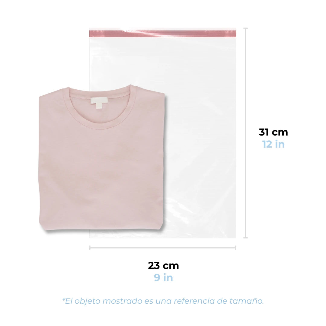 23 x 31 cm - Bolsas de Celofán con Adhesivo | Paquete de 1000 | Transparente