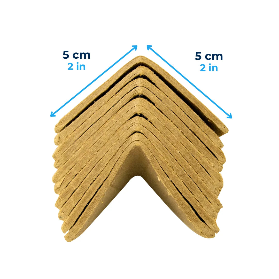 5 x 5 x 200 cm - Esquineros de Cartón | Paquete de 20 | Liner de Cartón 100% Reciclado | Café | Humedad: <11%