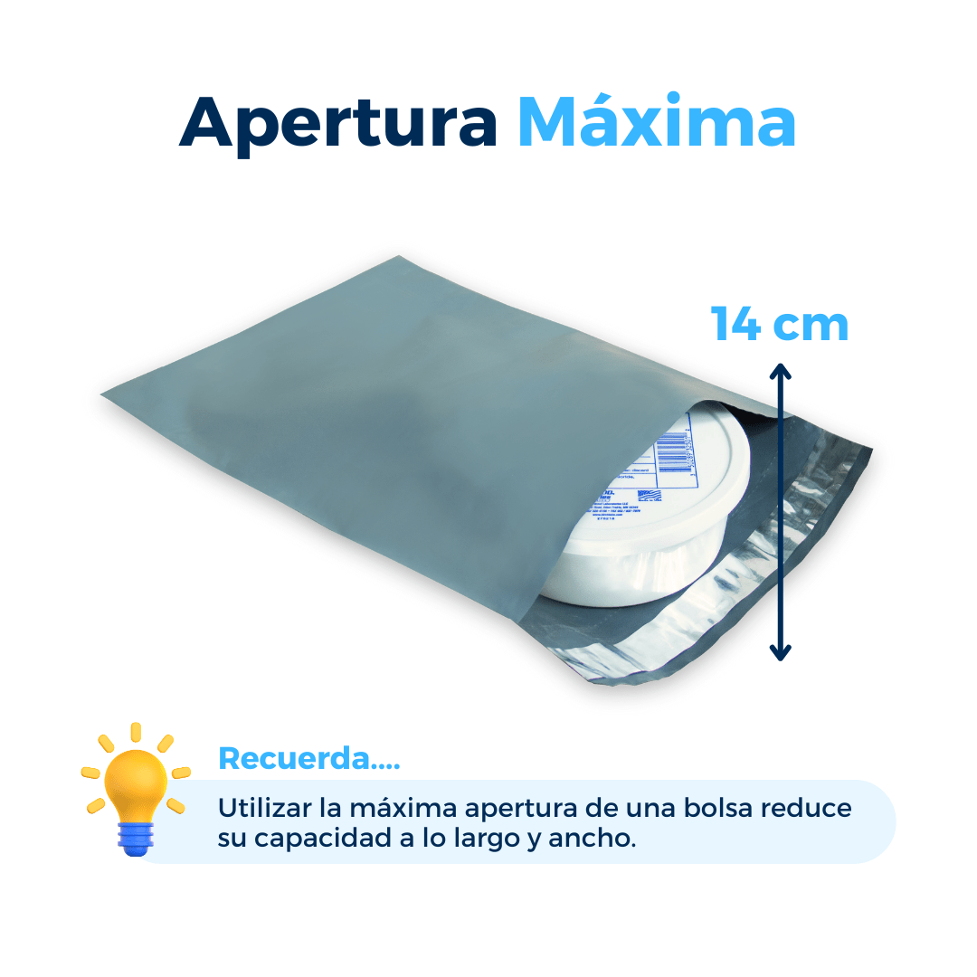 Bolsas para envíos recicladas. Apertura máxima: 14 cm. Para Paquetes.