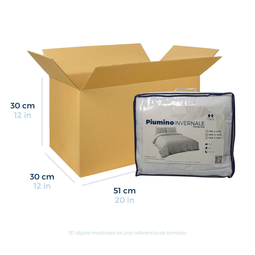 Cajas de Cartón Regulares 51 x 30 x 30 cm. Con un edredón previamente empacado a un lado con referencia de tamaño. Para Paquetes.