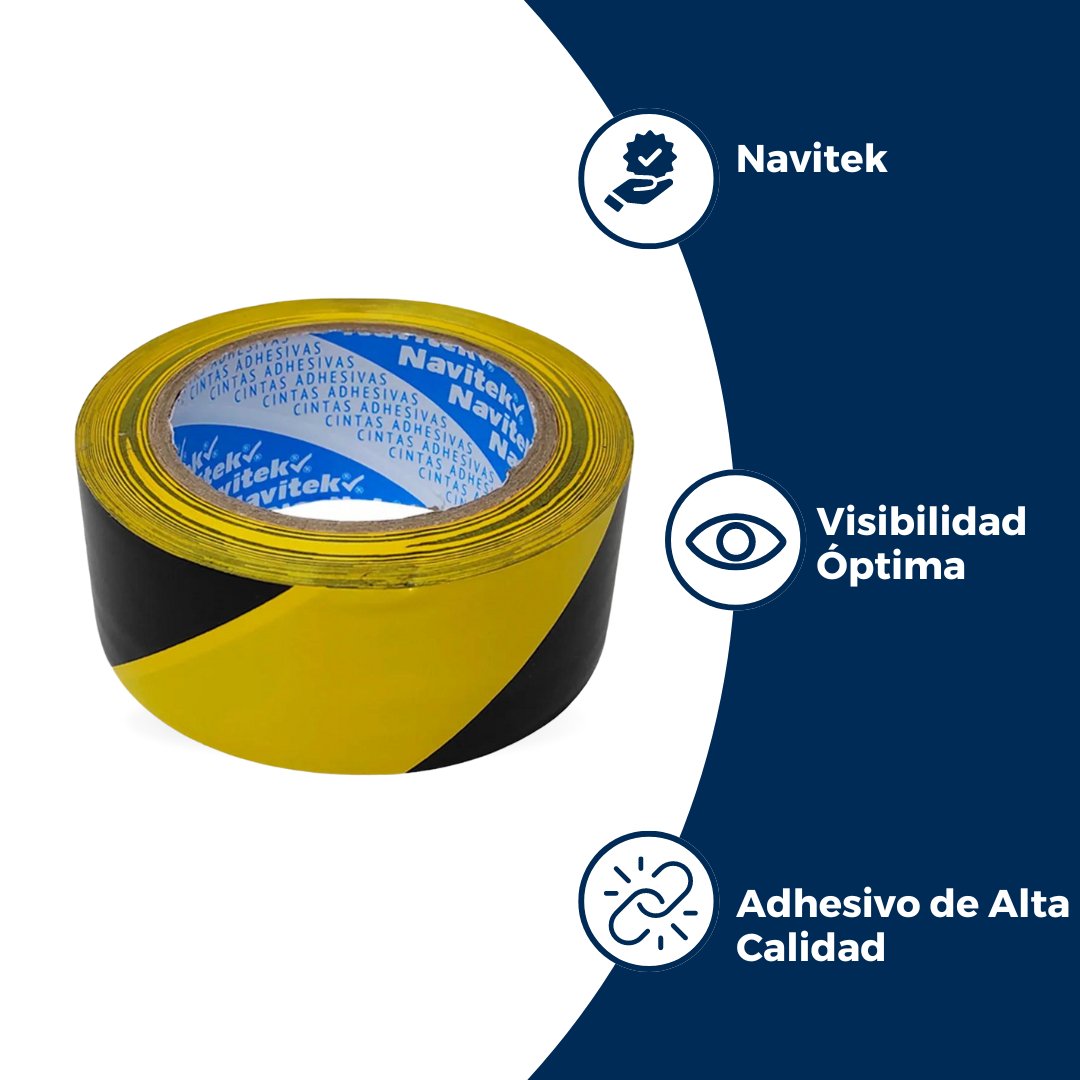 48 mm x 33 m - Cinta Adhesiva Delimitadora Amarillo y Negro (Navitek 755)