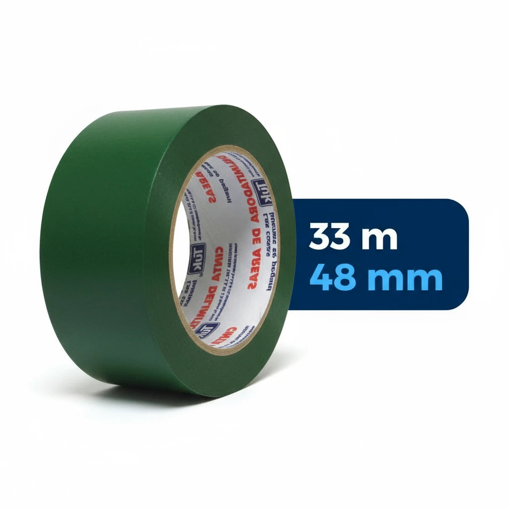 48 mm x 33 m - Cinta Adhesiva Delimitadora de Vinil Verde (Tuk340)