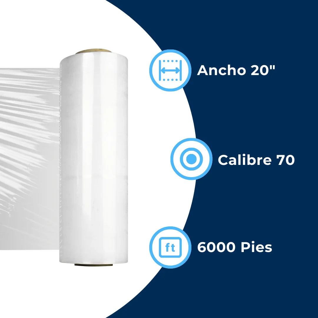 Emplaye Transparente Automático 20" / Cal. 70 / 6000 Pies | Para Cargas Hasta de 900 Kgs