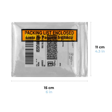 15 x 11 cm Sobres Packing List "Enclosed" | Paquete de 100 | Polietileno CPP/CPE y Papel | Transparente