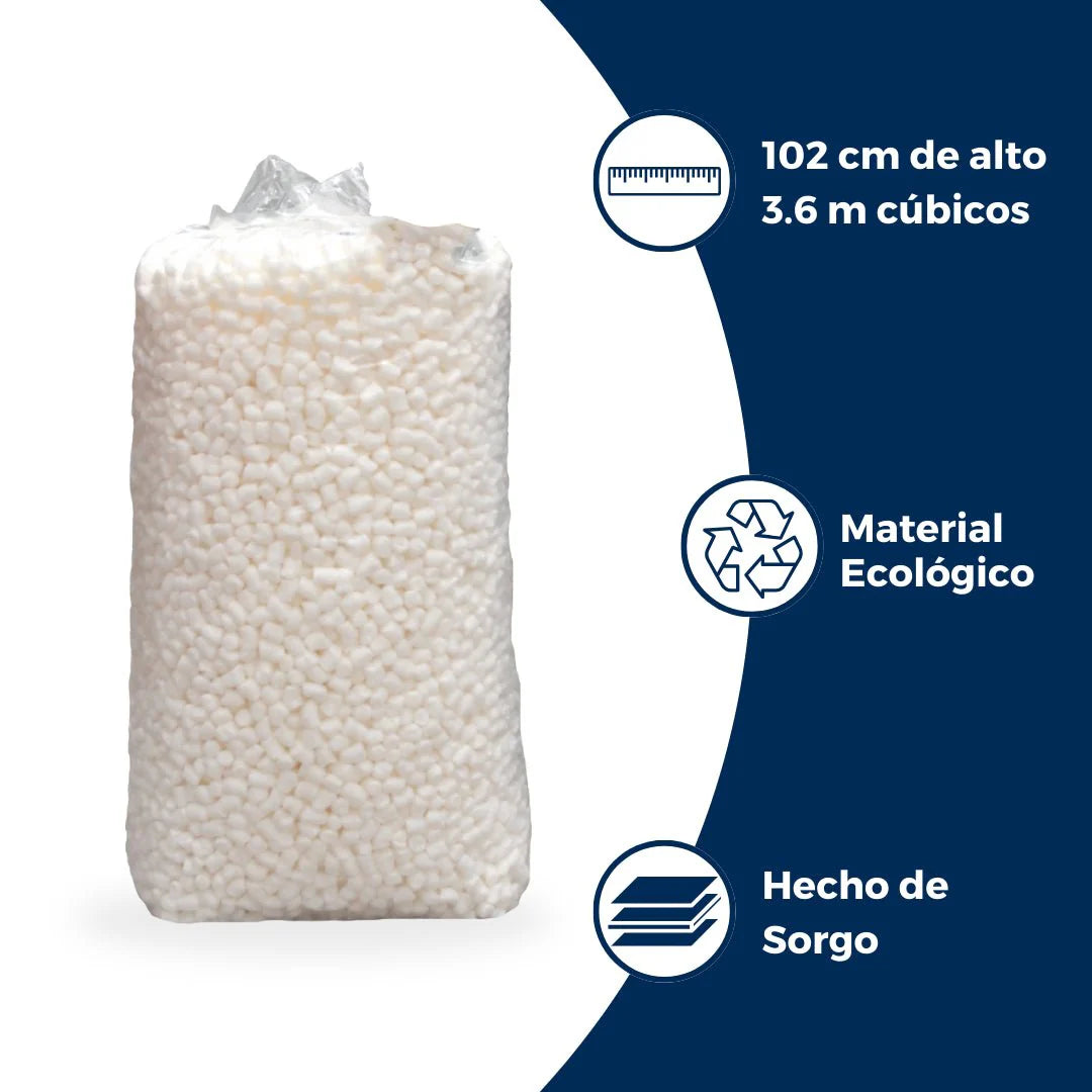 Cacahuate Biodegradable para Relleno de Cajas | Almidón (maíz y Patata) | Blanco