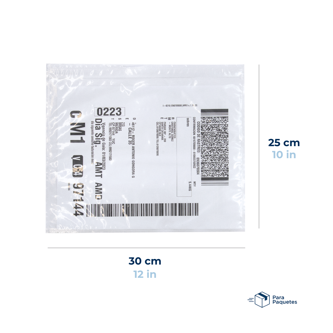 30 x 25 cm - #5 Sobres Packing List Cierre Superior