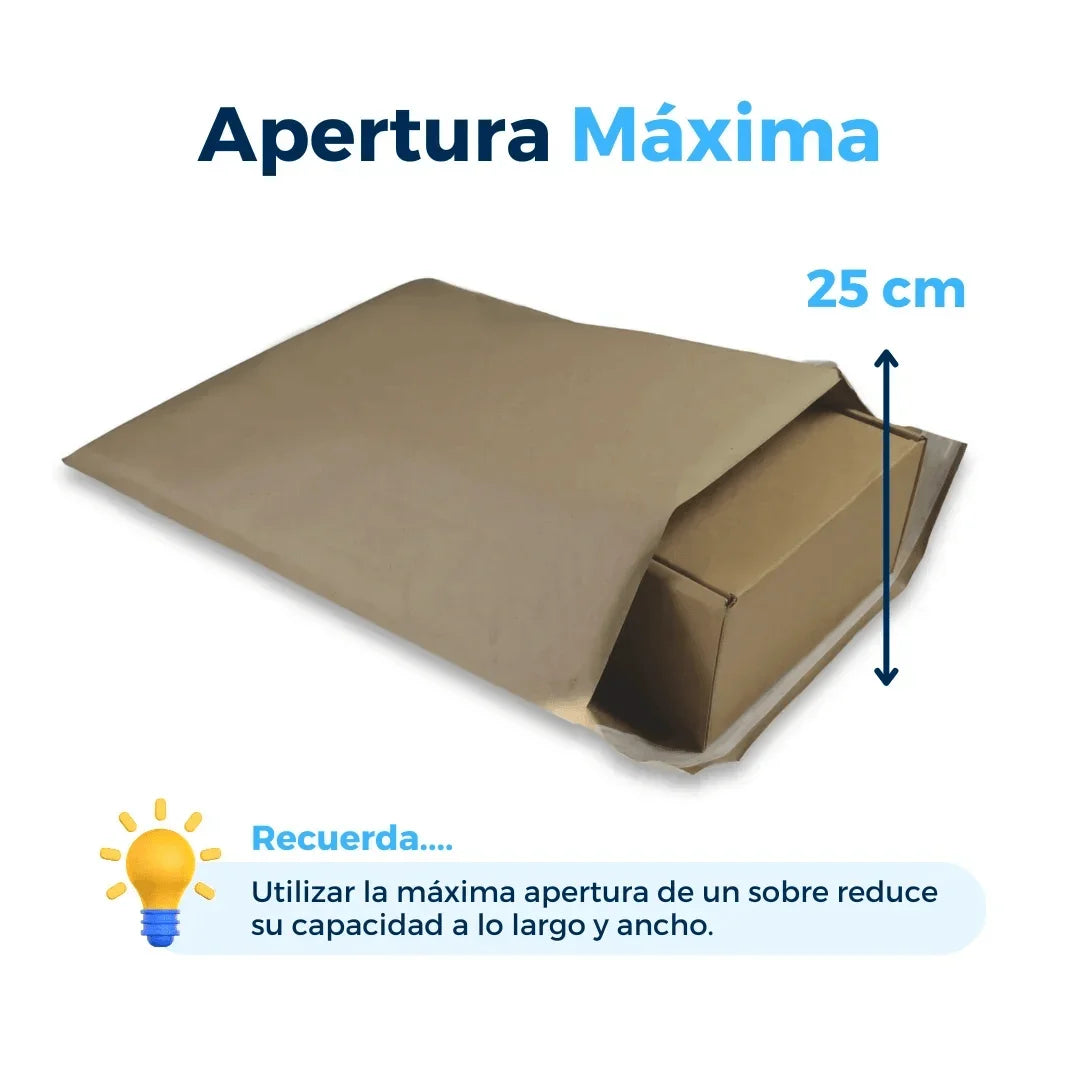 36 x 50 cm Sobres con Burbuja Kraft | Paquete de 50 | Papel 100% Reciclado | Café