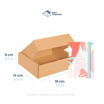 19 x 14 x 9 cm - Cajas de Cartón con Pestañas | Paquete de 25 | Papel Kraft | 32 ECT | Para Envíos con Pestañas
