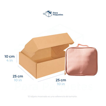 25 x 25 x 10 cm - Cajas de Cartón con Pestañas | Paquete de 25 | Papel Kraft | 32 ECT | Para Envíos con Pestañas