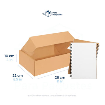28 x 22 x 10 cm - Cajas de Cartón con Pestañas | Paquete de 25 | Papel Kraft | 32 ECT | Para Envíos con Pestañas