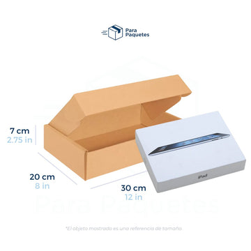 30 x 20 x 7 cm - Cajas de Cartón con Pestañas | Paquete de 25 | Papel Kraft | 32 ECT | Para Envíos con Pestañas