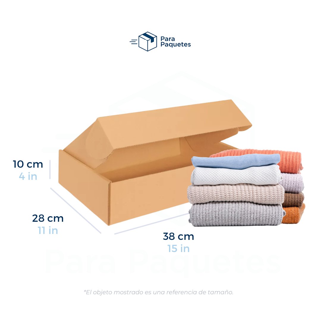 38 x 28 x 10 cm - Cajas de Cartón con Pestañas