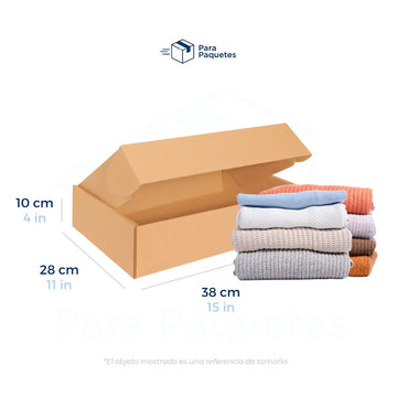 38 x 28 x 10 cm - Cajas de Cartón con Pestañas | Paquete de 25 | Papel Kraft | 32 ECT | Para Envíos con Pestañas