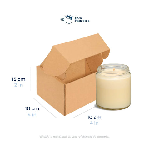 10 x 10 x 15 cm - Cajas de Cartón con Pestañas | Paquete de 25 | Papel Kraft | Para Envíos con Pestañas