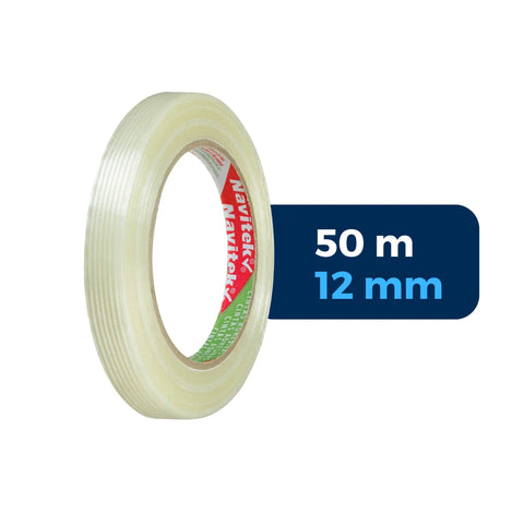 12 mm x 50 m - Cinta Adhesiva Flejadora Transparente (Navitek 199)