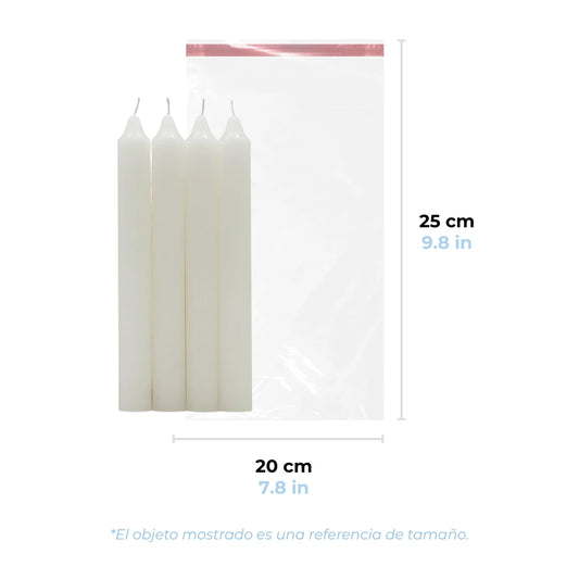 20 x 25 cm - Bolsas de Celofán con Adhesivo | Paquete de 1000 | Transparente