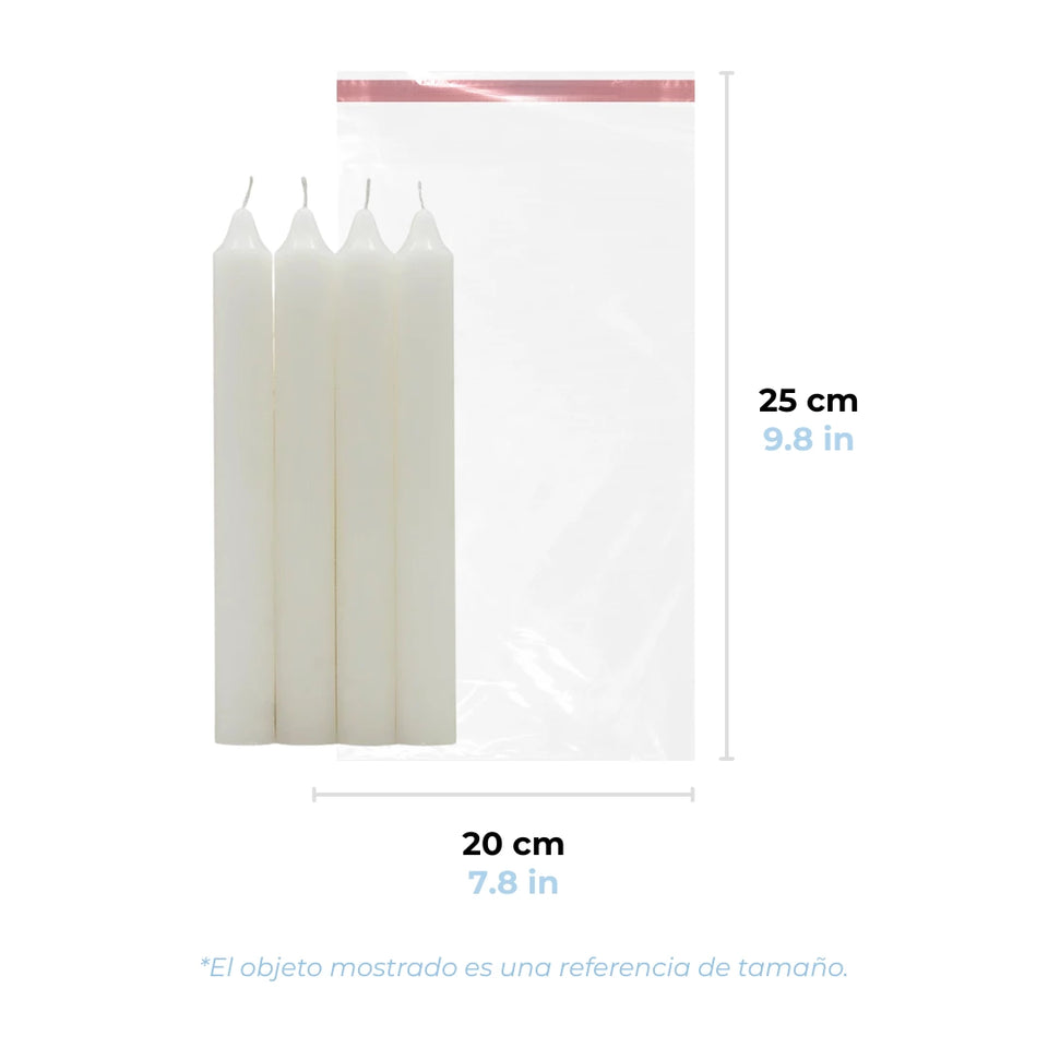 20 x 25 cm - Bolsas de Celofán con Adhesivo | Paquete de 1000 | Transparente