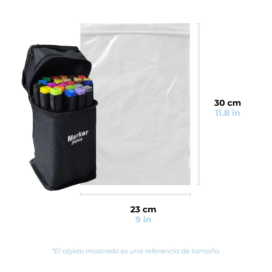 23 x 30 cm - Bolsas de Plástico con Cierre Ziploc