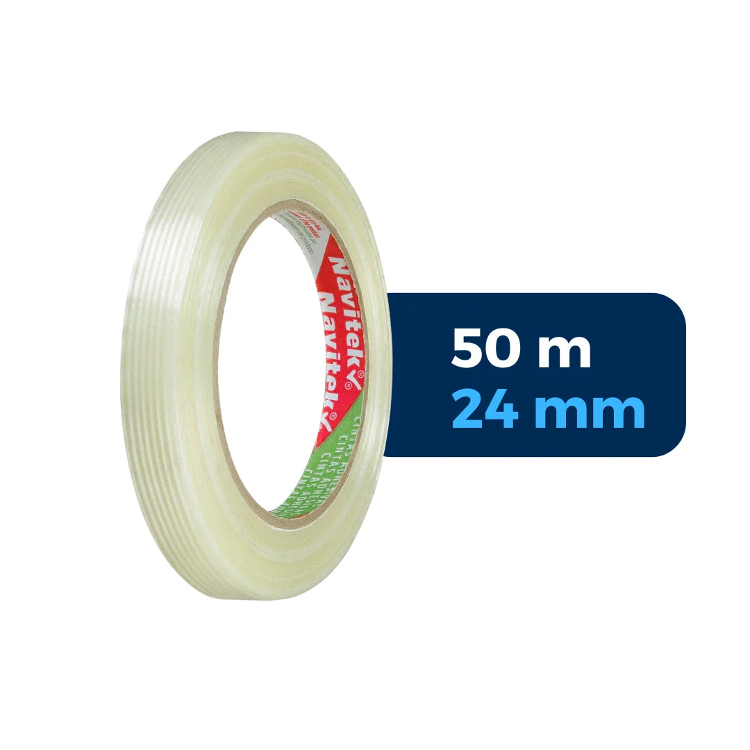 24 mm x 50 m - Cinta Adhesiva Flejadora Transparente (Navitek 199)