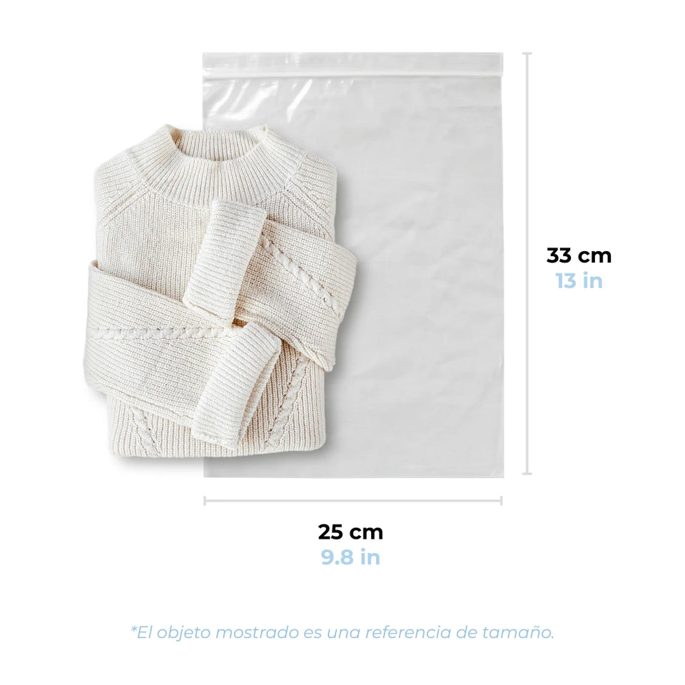 25 x 33 cm - Bolsas de Plástico con Cierre Ziploc | Paquete de 1000 | Transparente | Tipo Ziploc