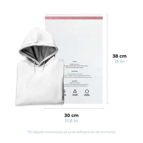 30 x 38 cm - Bolsas con Advertencia de Asfixia | Paquete de 100 | Transparente