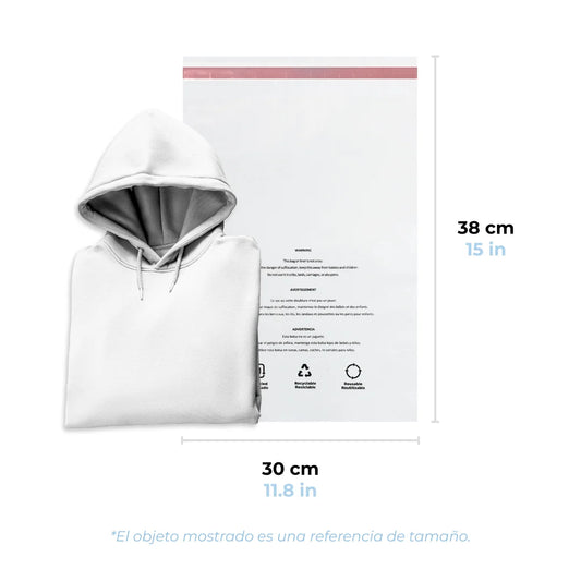 30 x 38 cm - Bolsas con Advertencia de Asfixia | Paquete de 100 | Transparente