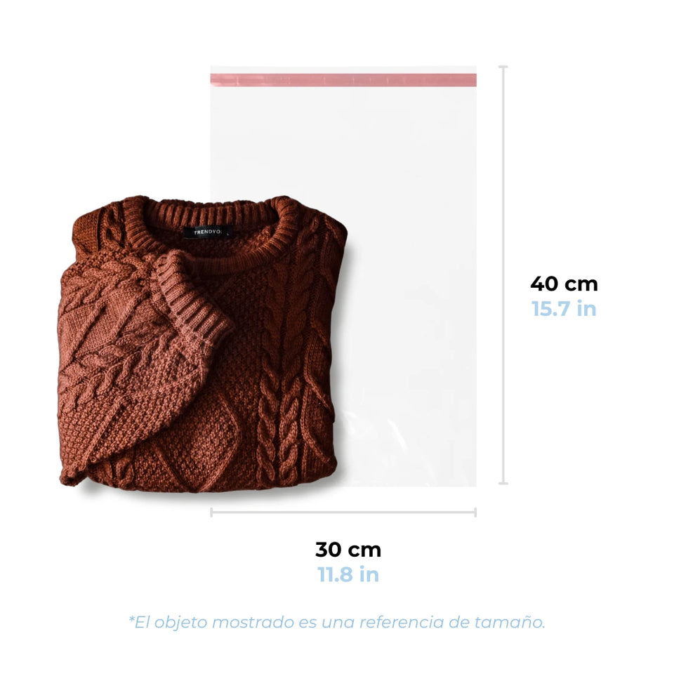 30 x 40 cm - Bolsas de Celofán con Adhesivo | Paquete de 1000 | Transparente