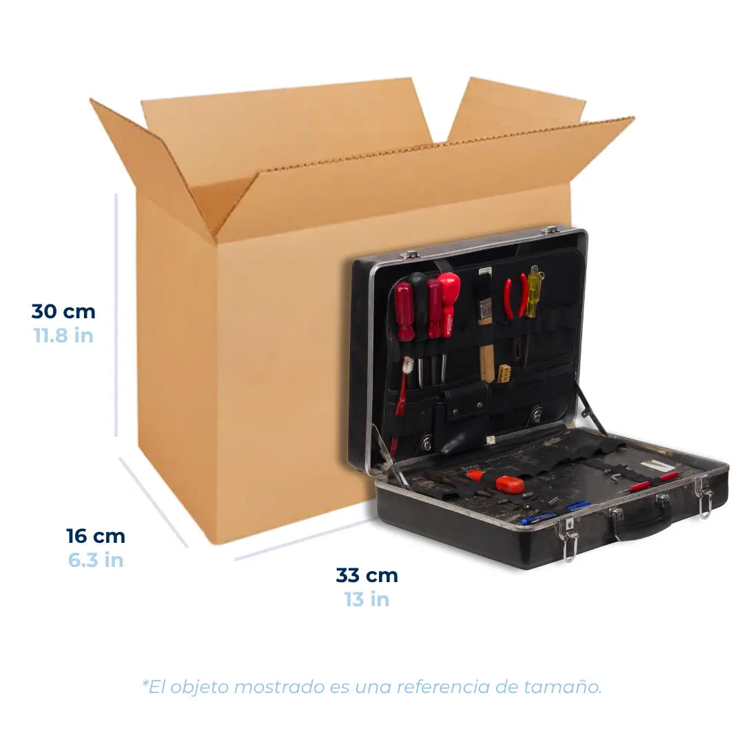 Caja de cartón para envíos kraft color café 33 x 16 x 30 cm