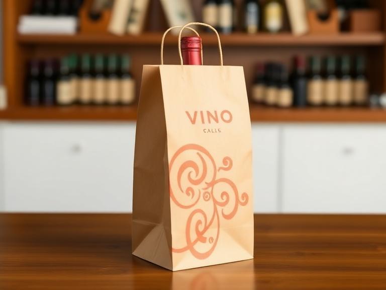 Bolsas de Papel Kraft con Asa para Vino