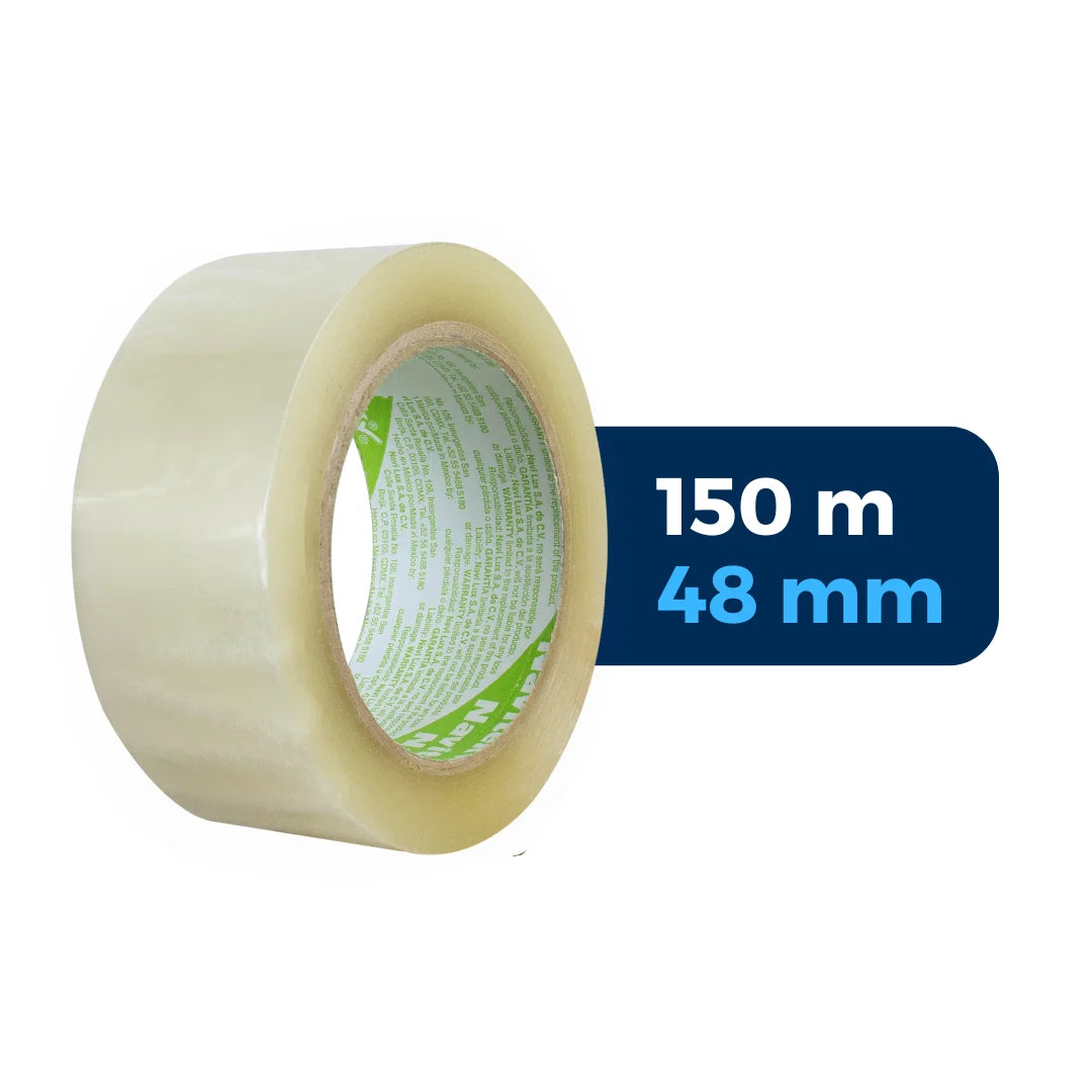 48 mm x 150 m - Cinta Adhesiva Acrílica Uso Pesado Transparente (Navitek 200)
