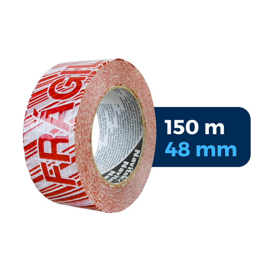 48 mm x 150 m - Cinta Adhesiva con Leyenda "Frágil" | Roja