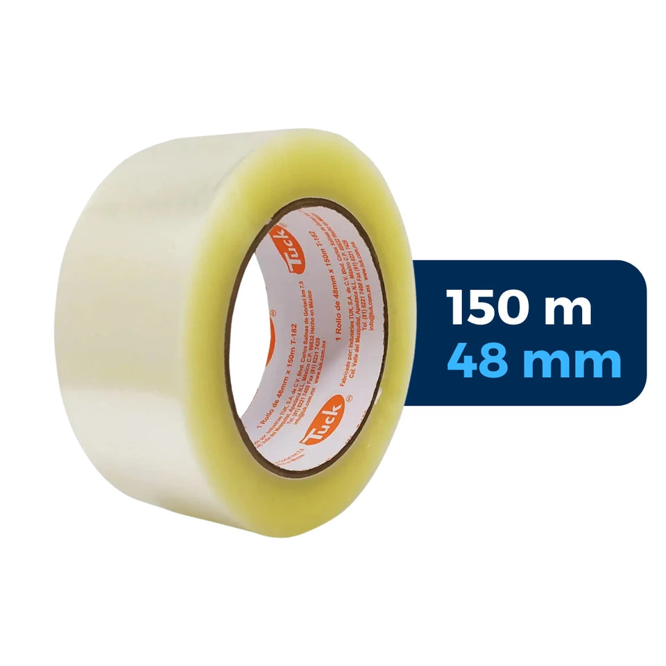 48 mm x 150 m - Cinta de Empaque Uso Comercial Transparente (Tuk 182)