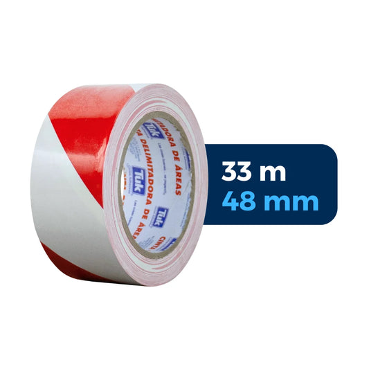 48 mm x 33 m - Cinta Adhesiva Delimitadora de Vinil Roja/Blanca (Tuk 340)