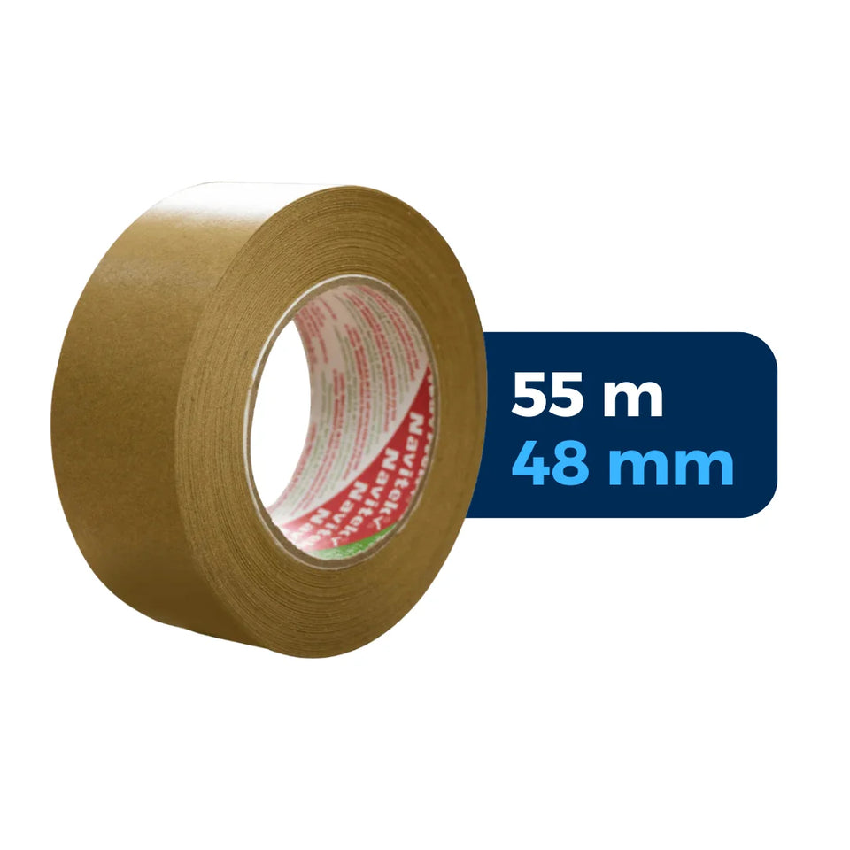 48 mm x 55 m - Cinta Adhesiva de Papel Flatback (Navitek 8534) | Café