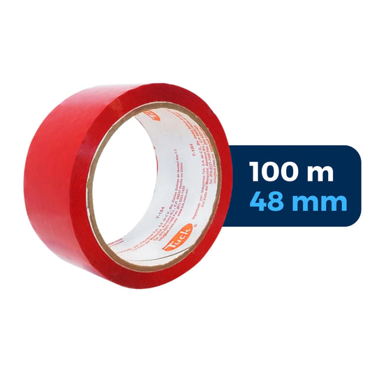 48 mm x 100 m - Cinta Adhesiva para Empaque Roja (Tuk 184)