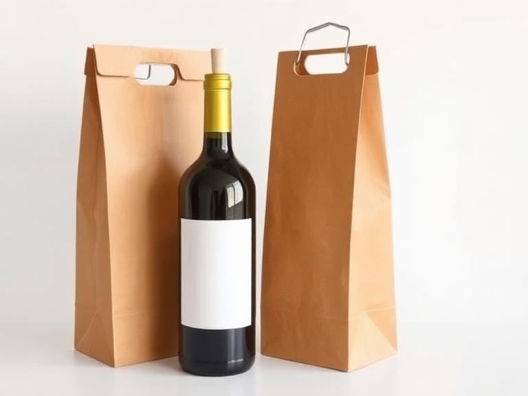 Bolsas de Papel Kraft con Asa para Vino