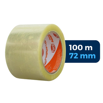 72 mm x 100 m - Cinta de Empaque Uso Comercial Transparente (Tuk 182)