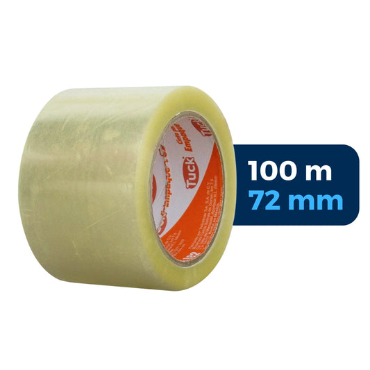 72 mm x 100 m - Cinta de Empaque Uso Comercial Transparente (Tuk 182)