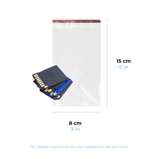 8 x 15 cm - Bolsas de Celofán con Adhesivo | Paquete de 1000 | Transparente