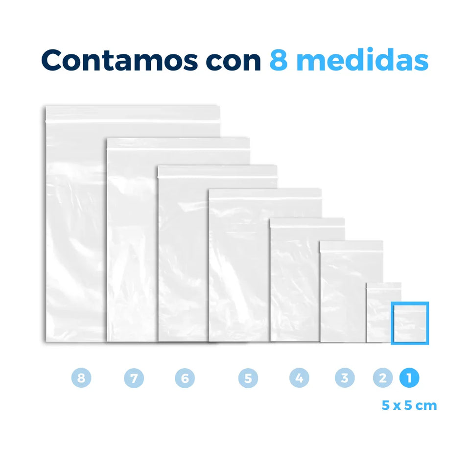 5 x 5 cm - Bolsas de Plástico con Cierre Ziploc | Paquete de 1000 | Transparente | Tipo Ziploc