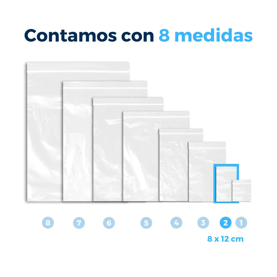 8 x 12 cm - Bolsas de Plástico con Cierre Ziploc | Paquete de 1000 | Transparente | Tipo Ziploc