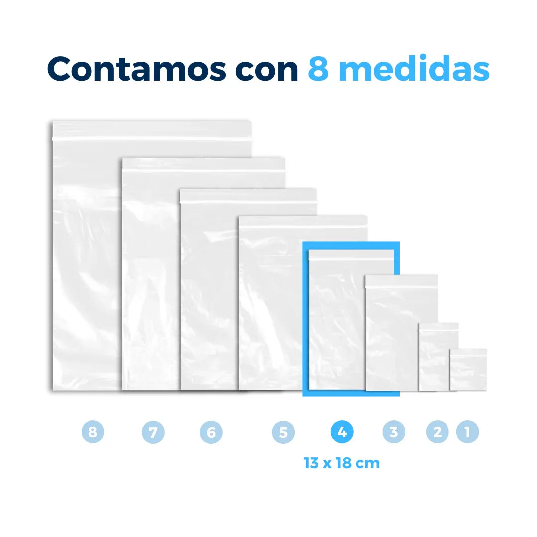 13 x 18 cm - Bolsas de Plástico con Cierre Ziploc