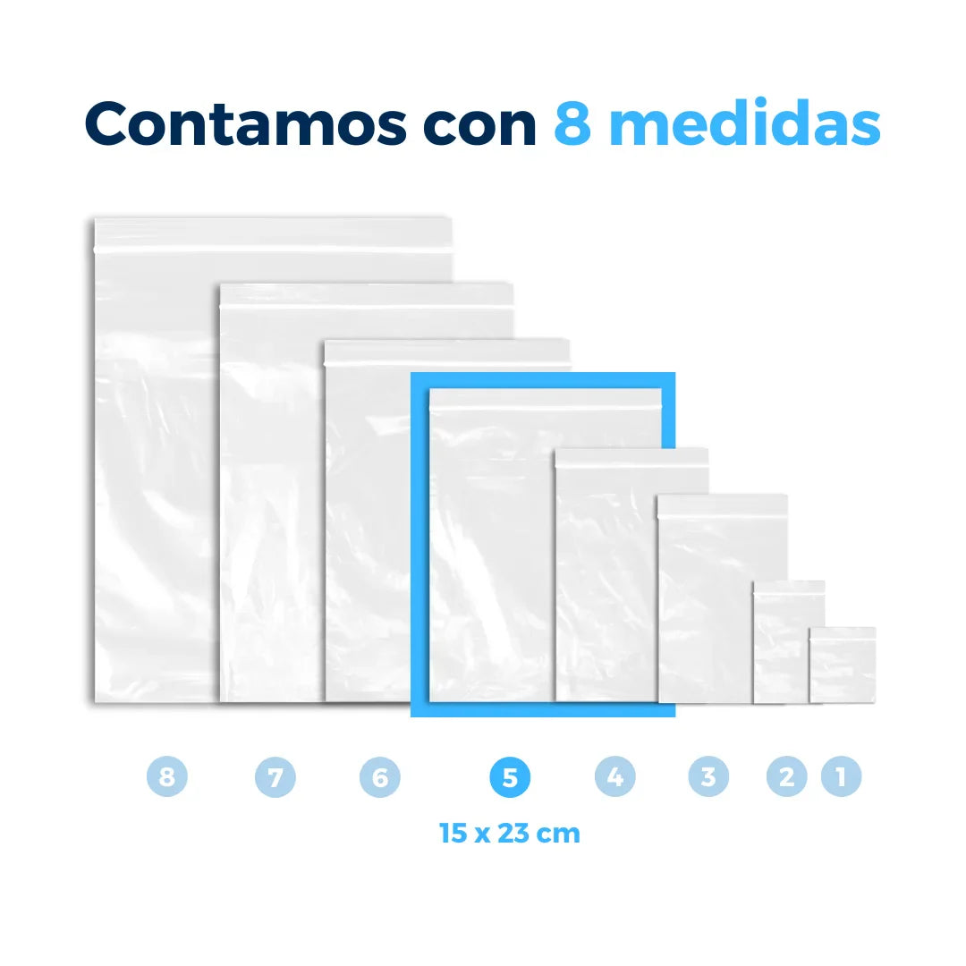 15 x 23 cm - Bolsas de Plástico con Cierre Ziploc