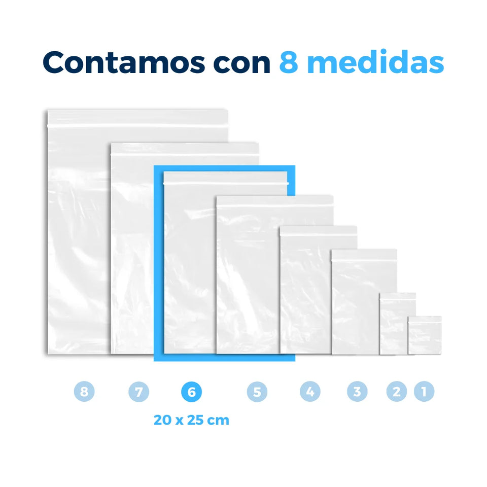 20 x 25 cm - Bolsas de Plástico con Cierre Ziploc | Paquete de 1000 | Transparente | Tipo Ziploc
