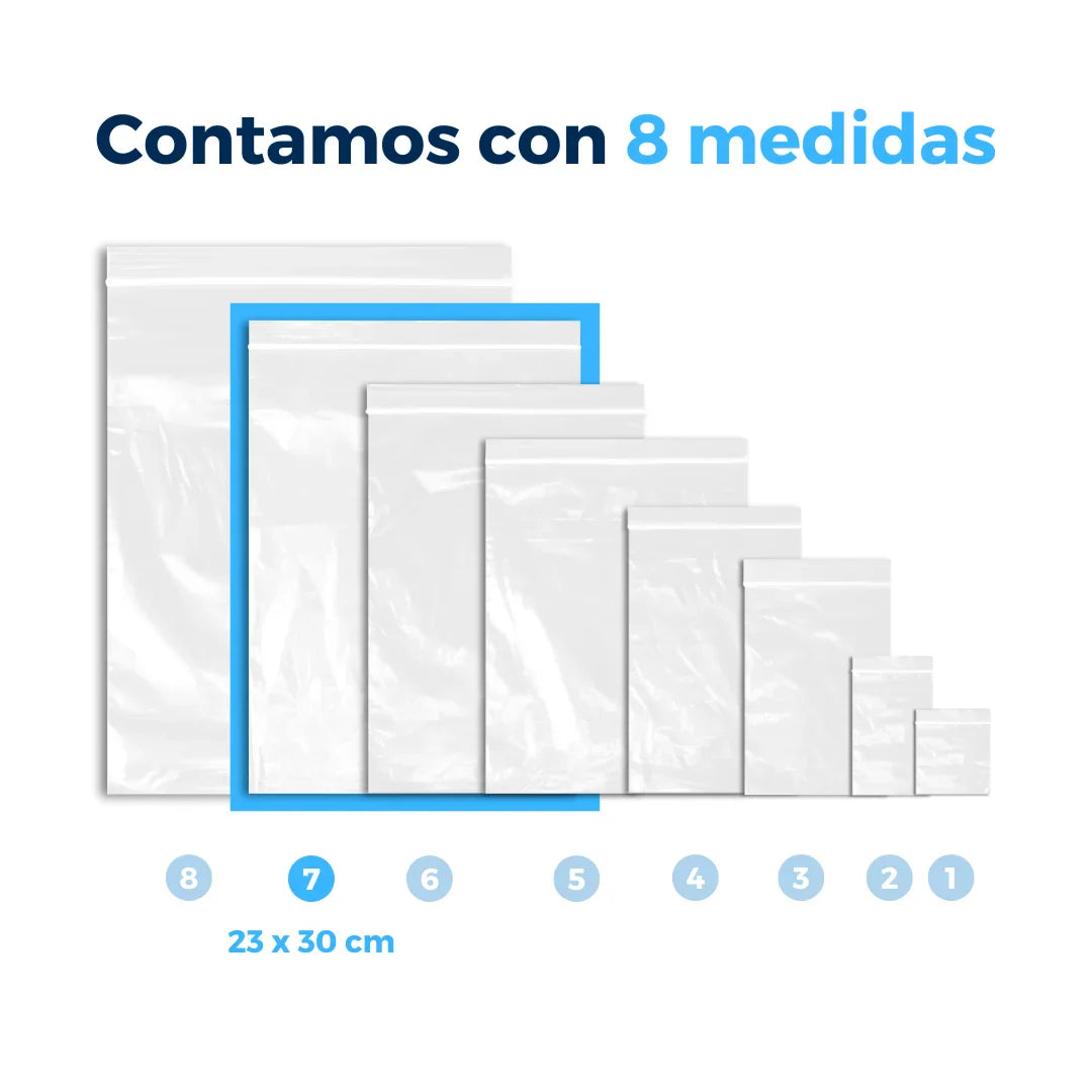 23 x 30 cm - Bolsas de Plástico con Cierre Ziploc