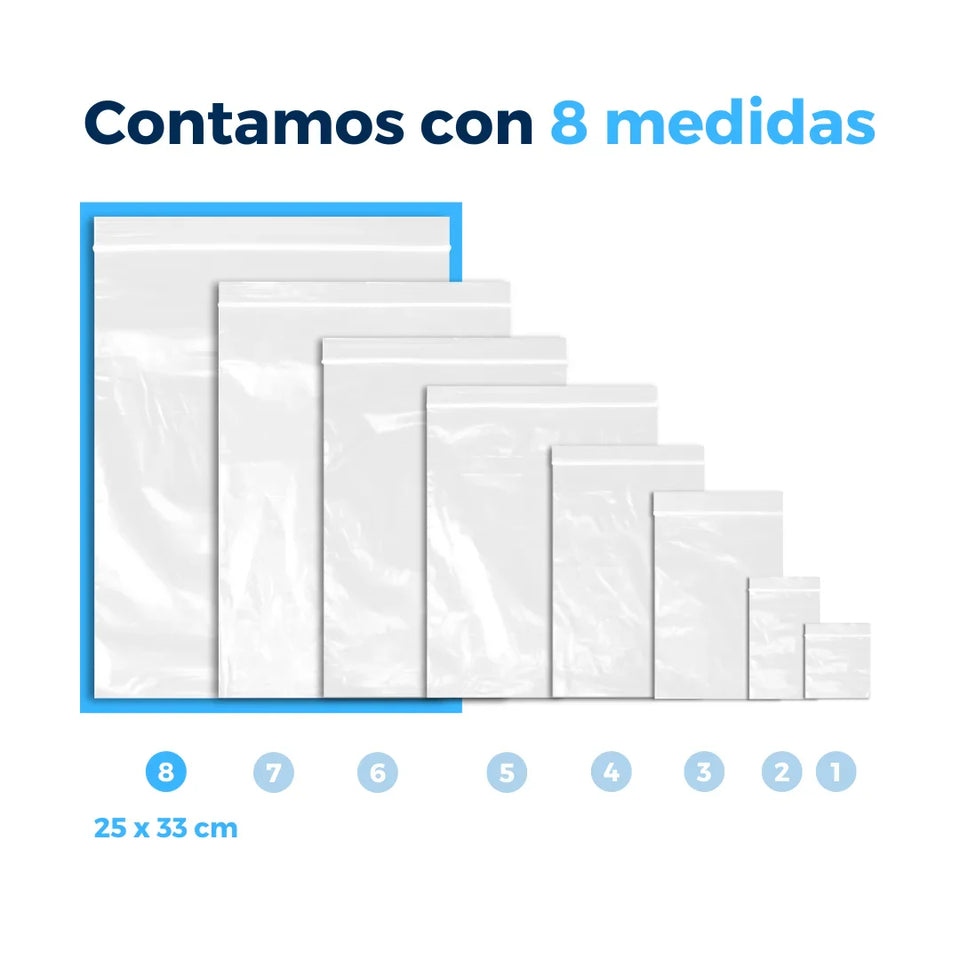 25 x 33 cm - Bolsas de Plástico con Cierre Ziploc | Paquete de 1000 | Transparente | Tipo Ziploc