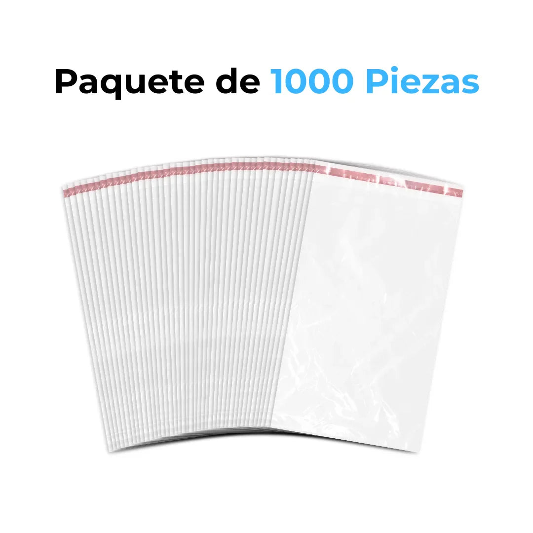 25 x 35 cm - Bolsas de Celofán con Adhesivo | Paquete de 1000 | Transparente
