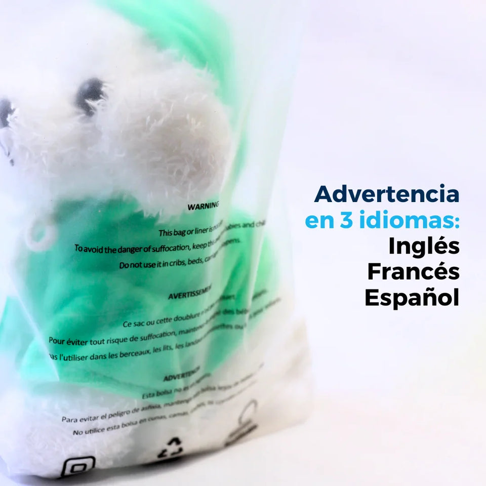 20 x 25 cm - Bolsas con Advertencia de Asfixia | Paquete de 100 | Transparente